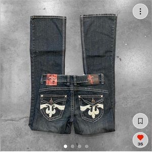 Jeans De Fleur Rhinestone Denim Jeans Low Rise Flared/Bootcut